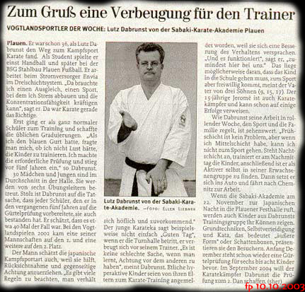 Instruktor Lutz Dabrunst 3. Dan Karate